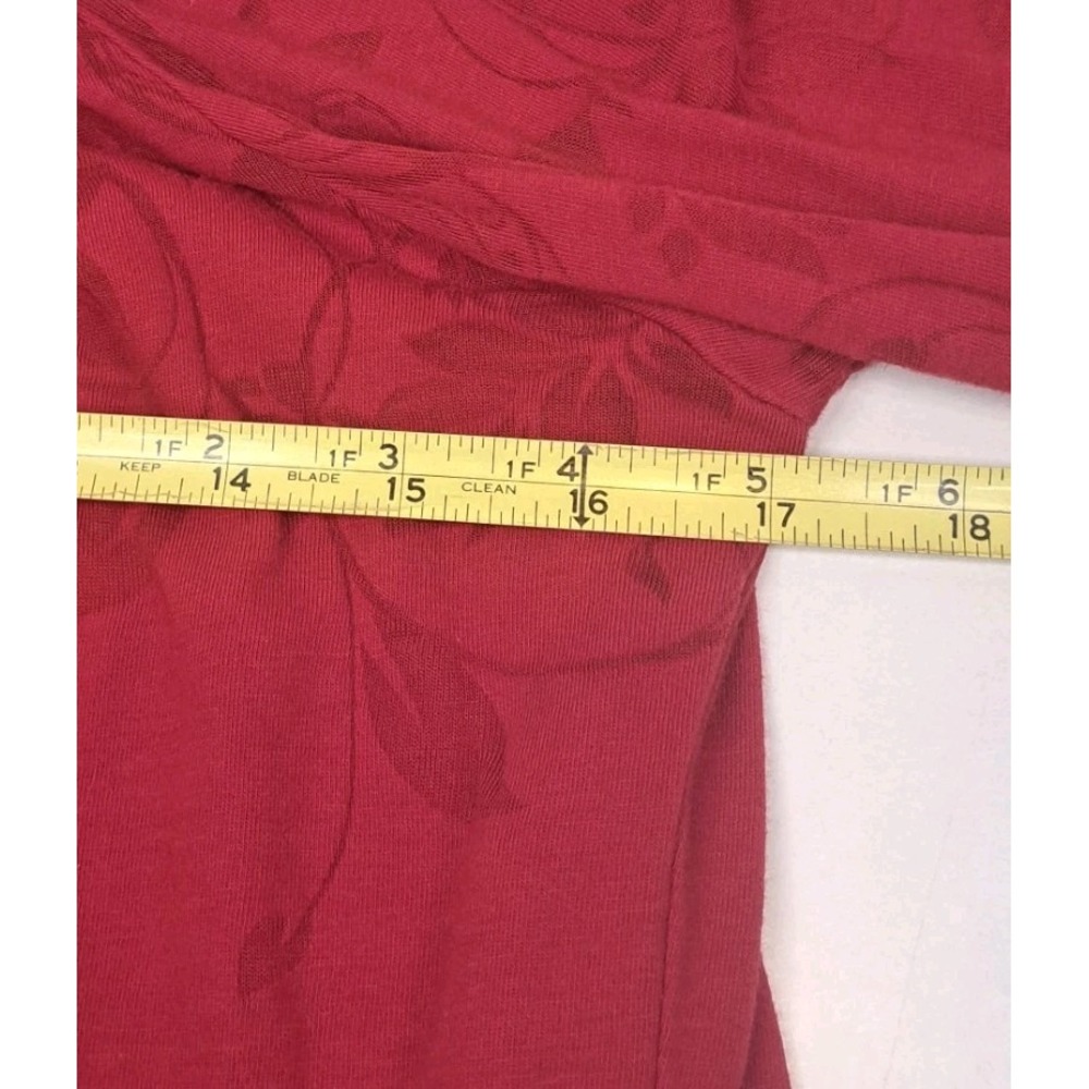Canyon River Blues Top Womens S Red 3/4 Sleeve Embroidered Ruffled - Picture 9 of 11